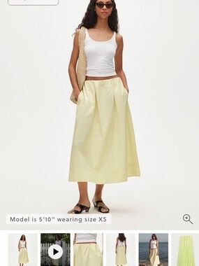 Green yellow poplin midi skirt - medium petite - sold out online